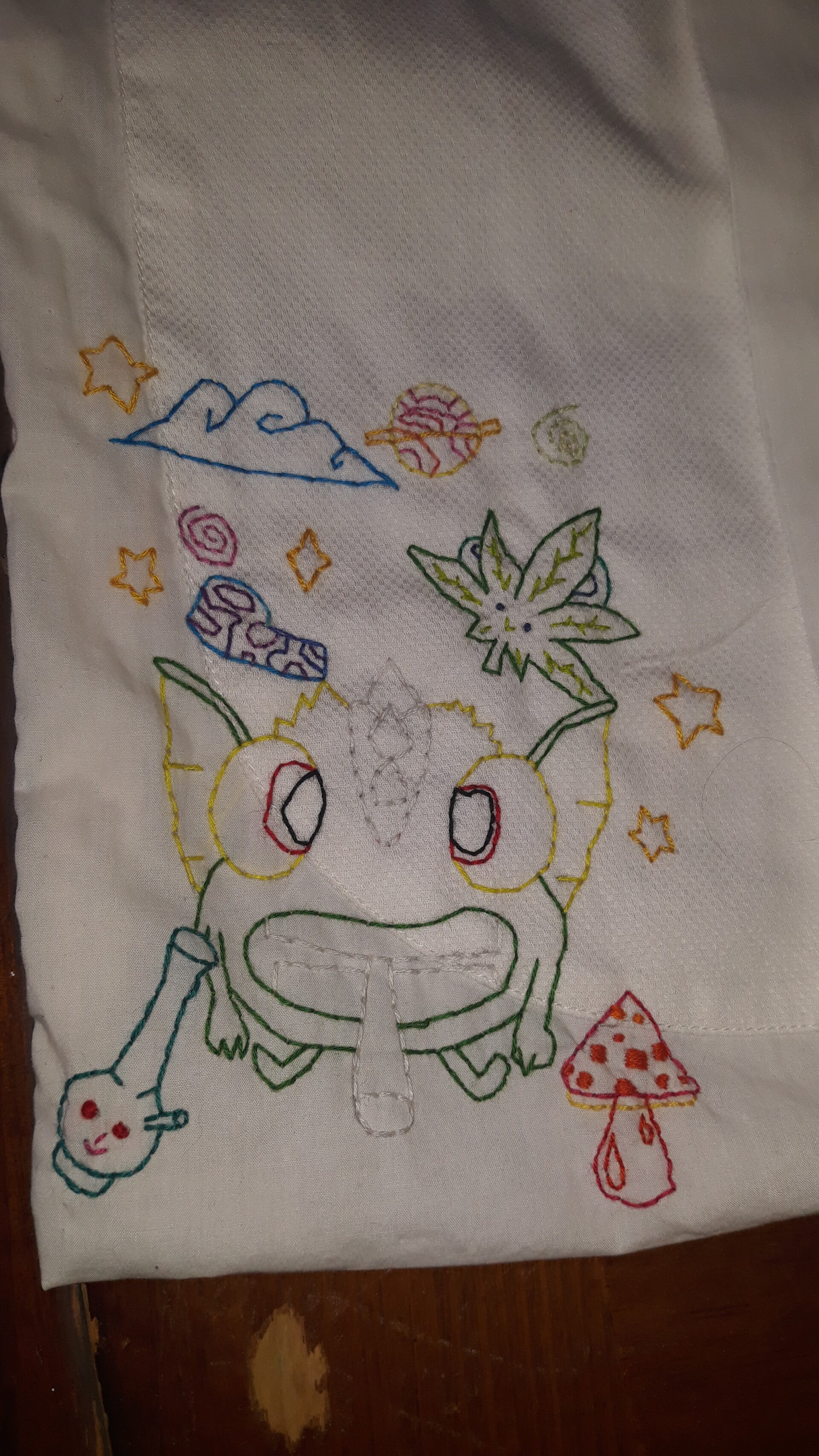 Weed goblin embroidery