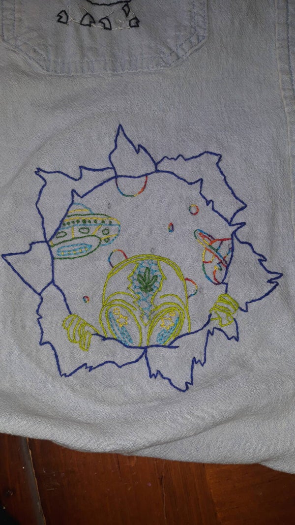 Out of this world Embroidery Weed Alien