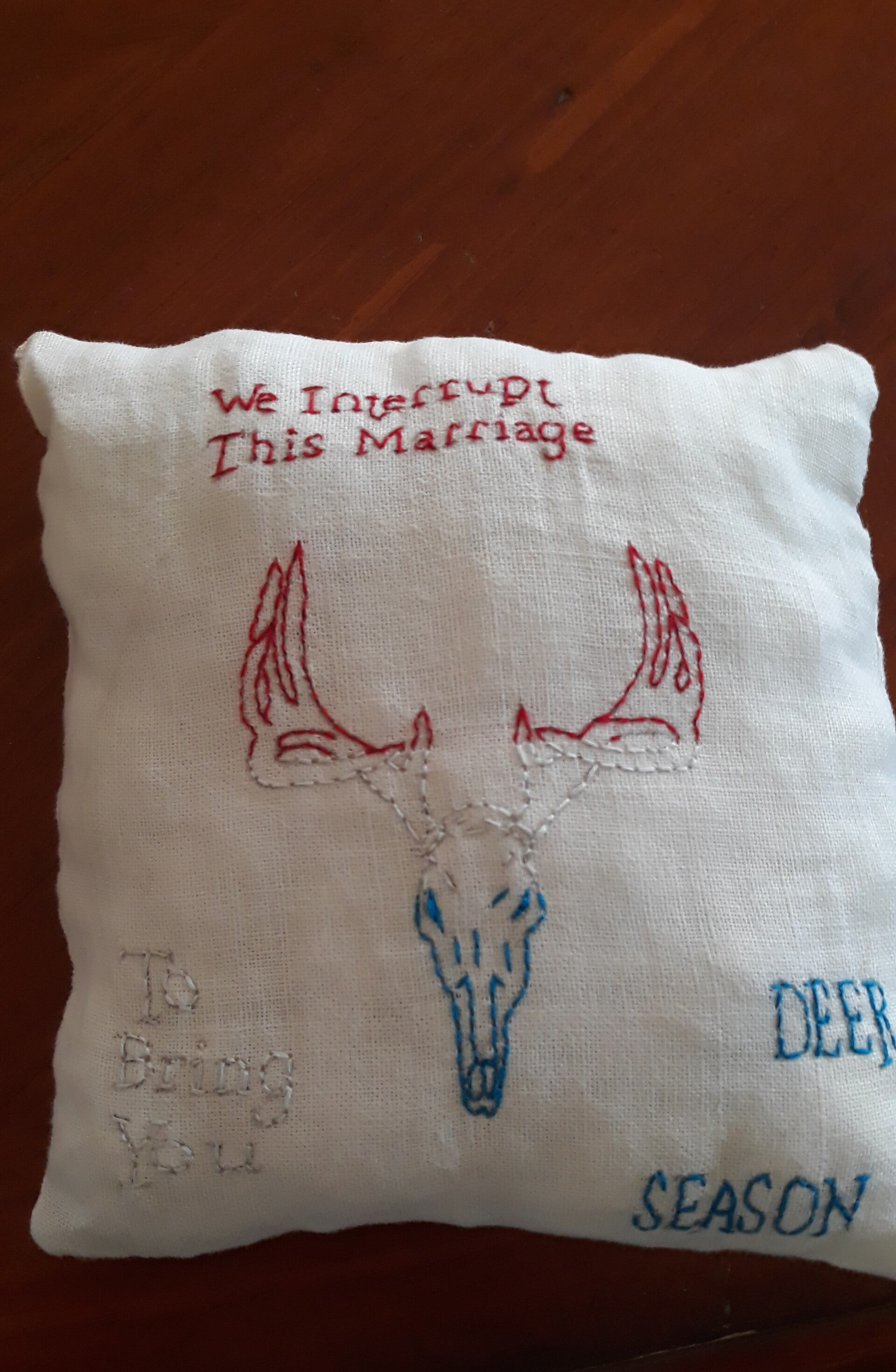 Embroidery Deer Skull pillow