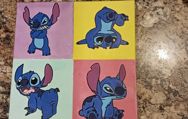 collage of Stitch painting