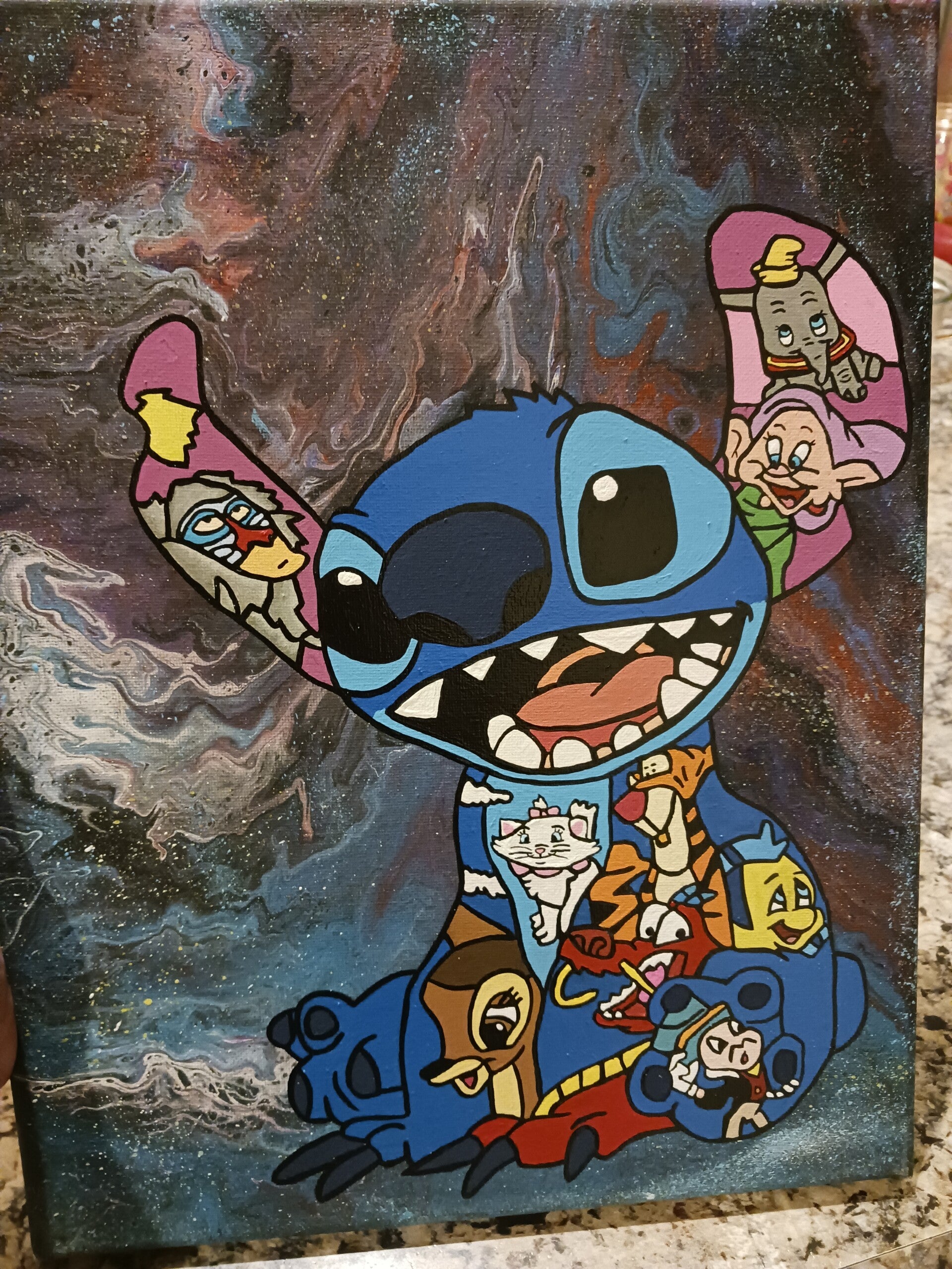 Stitch collage painting