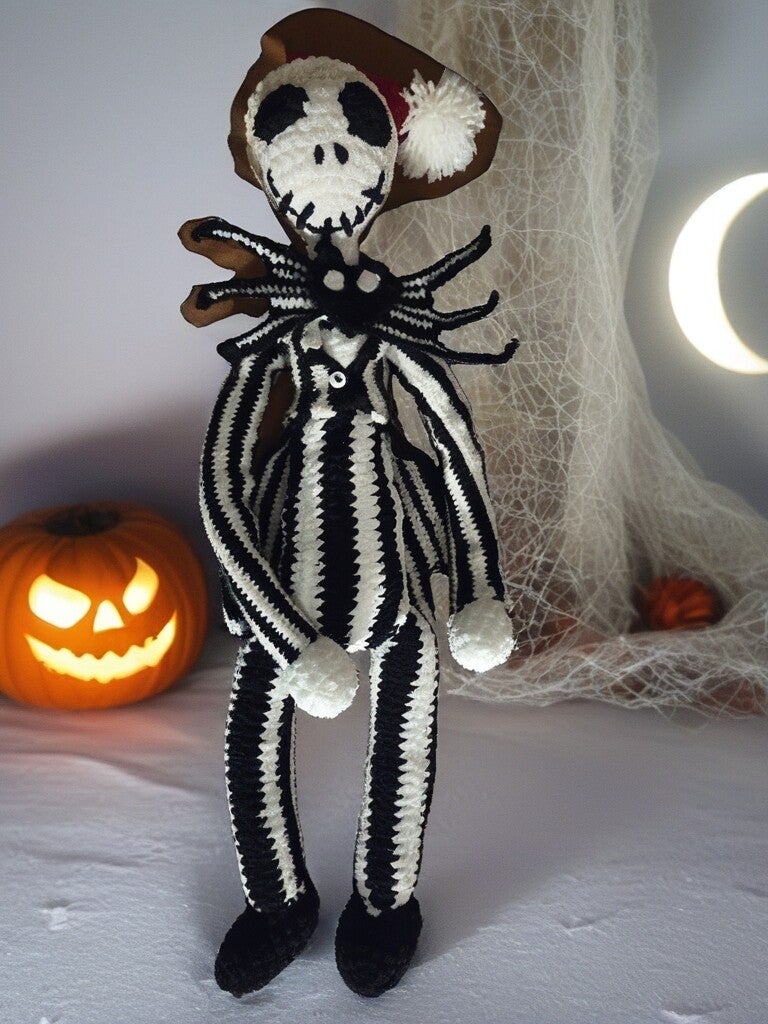 Jack Skellington Crochet Plushie – Handmade Spooky Cute Doll