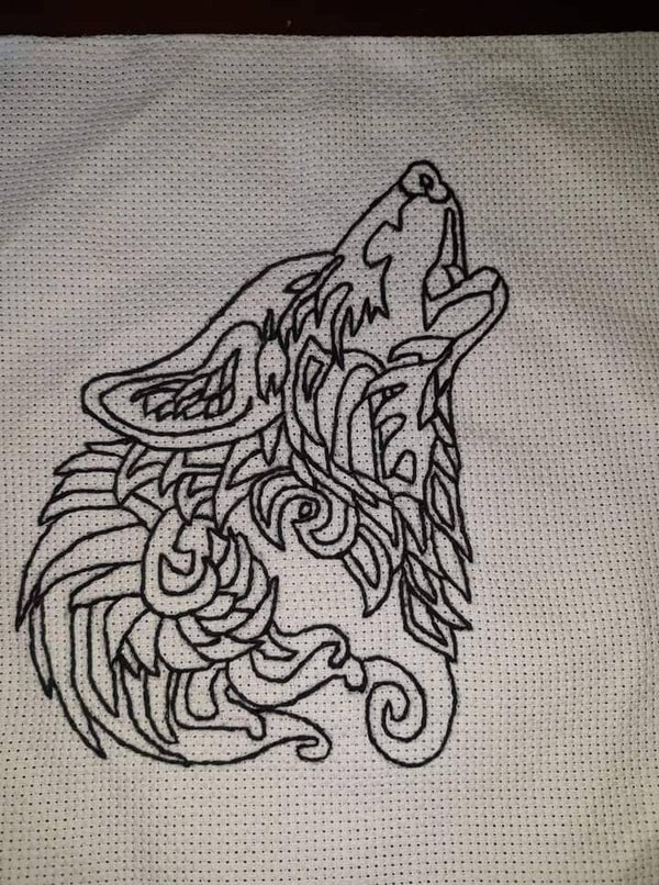 Wolfie the Wolf embroidery