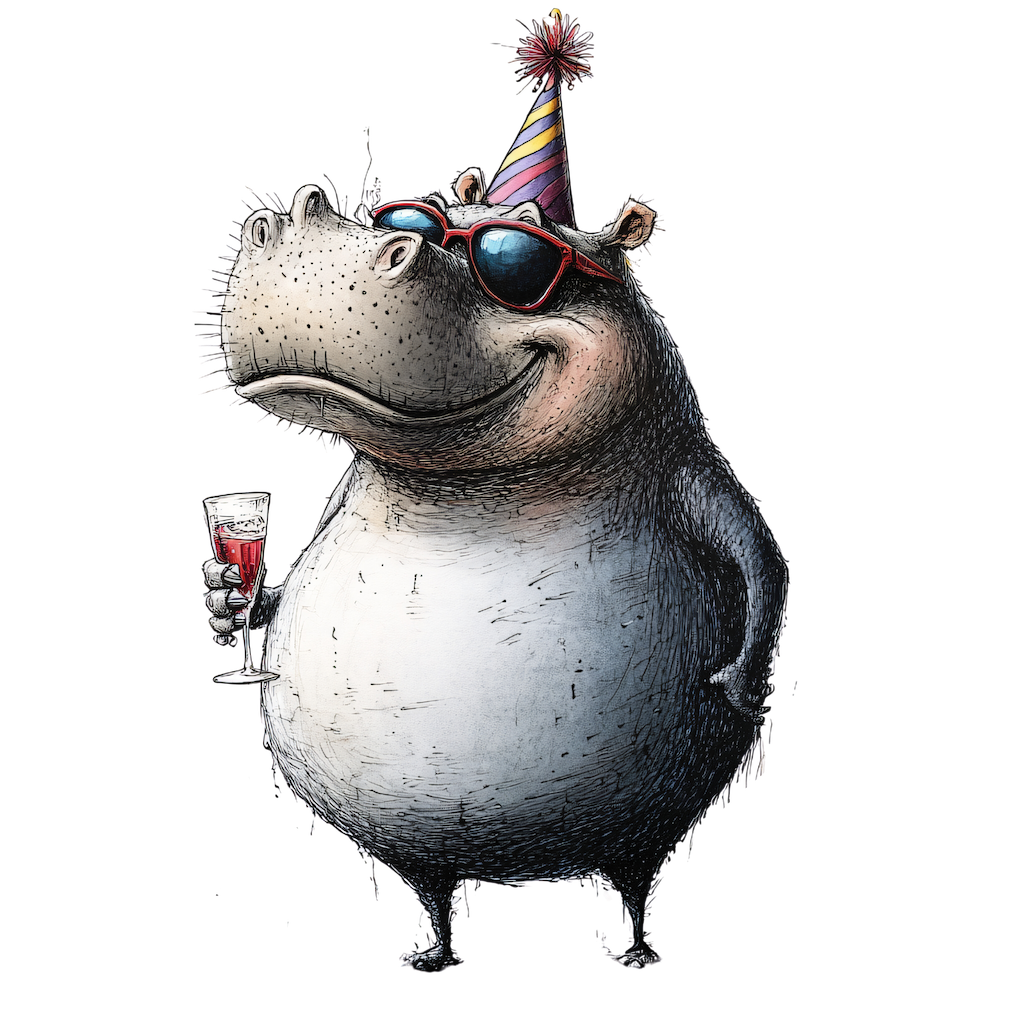 WHIMSICAL PARTY ANIMAL HIPPO