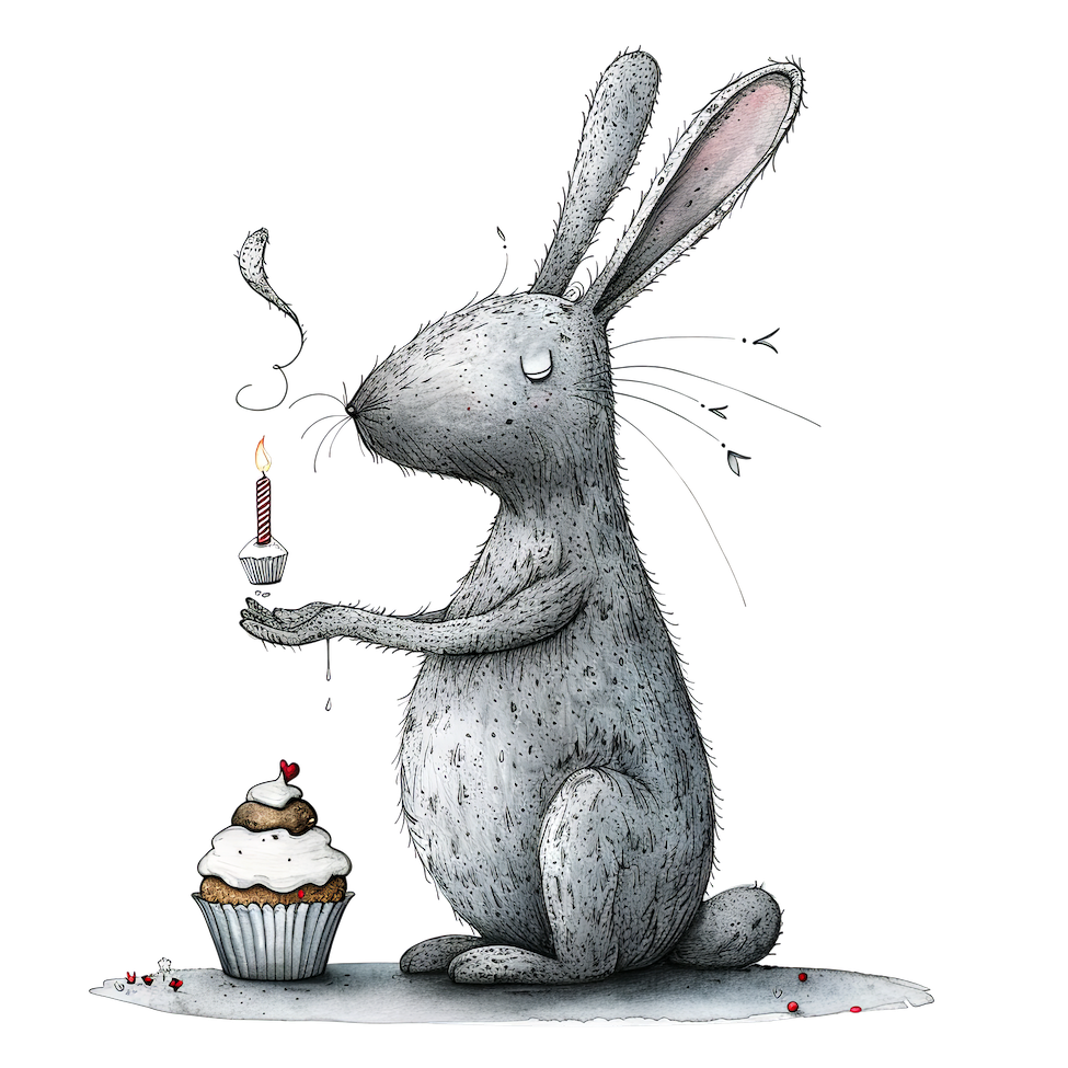 WHIMSICAL PARTY ANIMAL RABBIT