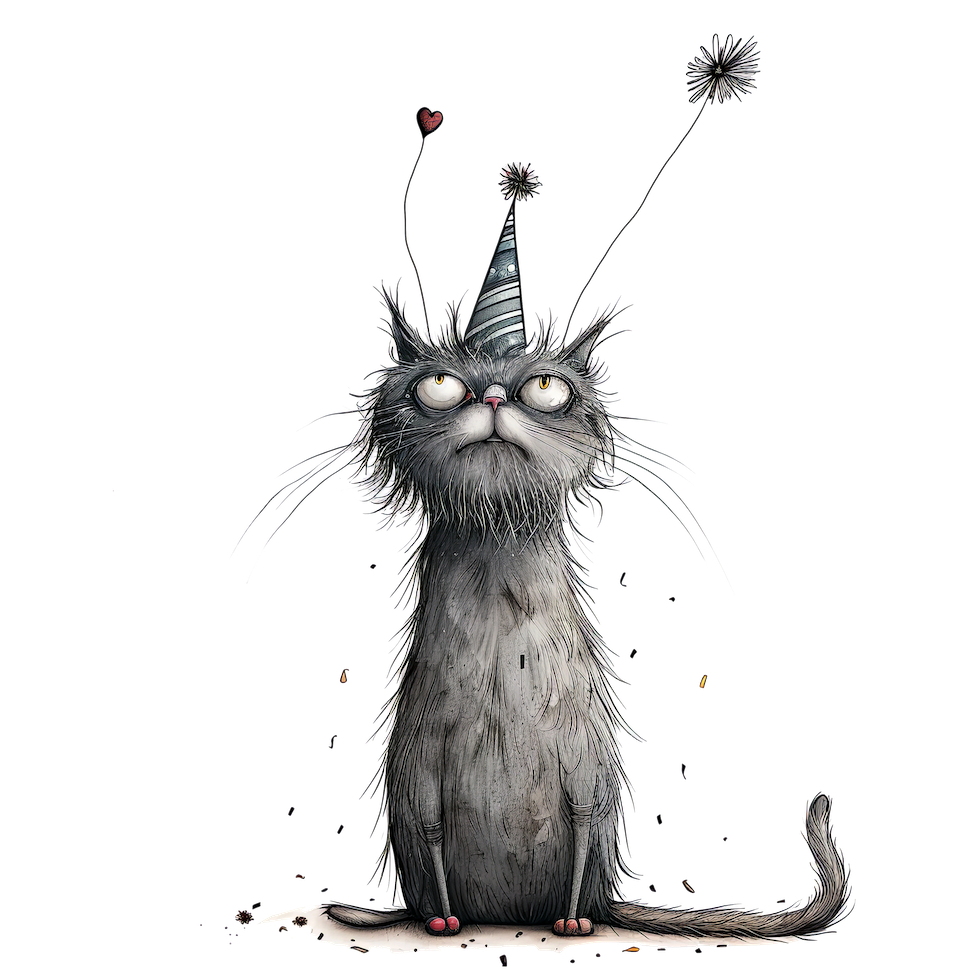 WHIMSICAL PARTY ANIMAL CAT