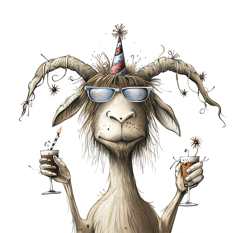 WHIMSICAL PARTY ANIMAL GOAT