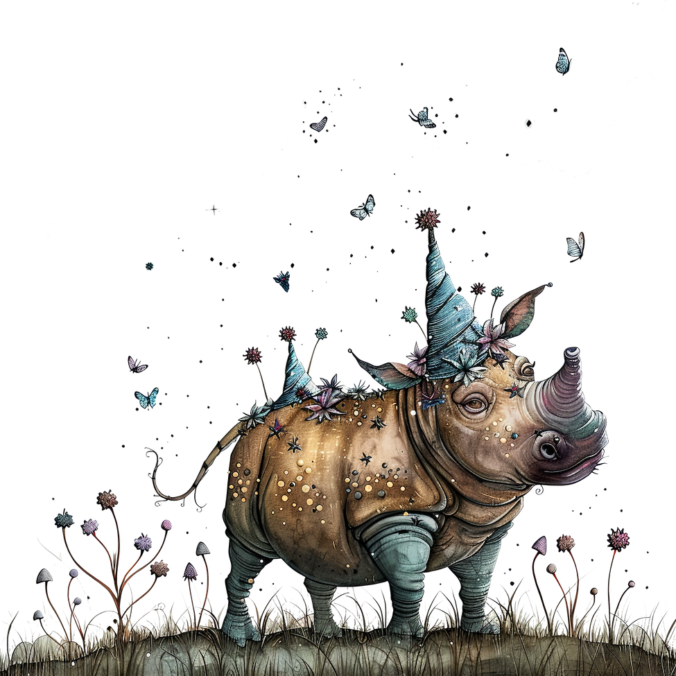 WHIMSICAL PARTY ANIMAL RHINO