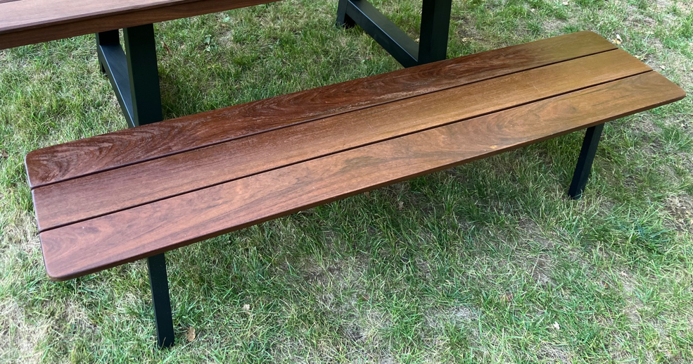 tuinbank KING SIZE BENCH | 3 - 4 personen | 330cm | Braziliaanse walnoot hout | +25jaar | Handgemaakt in België