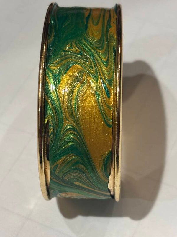 Green and Gold Swirl Cuff