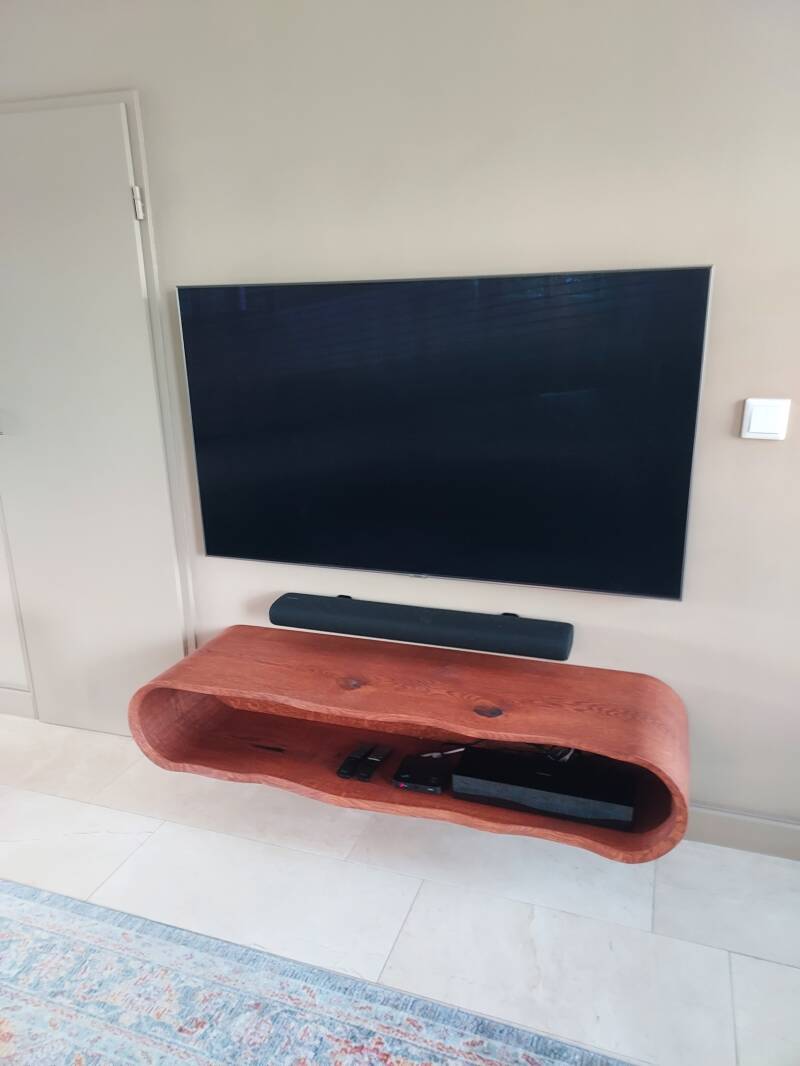 Rond tv-meubel gebogen eikenhout