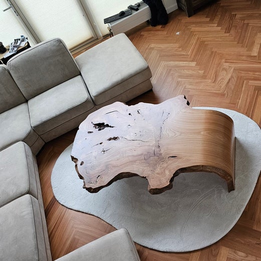 massief eiken gebogen tafel