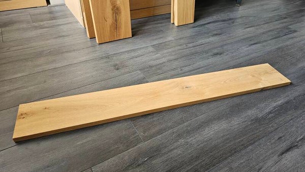 OP05 wandplank, rustiek eiken met rechte voorkant 120 cm lang