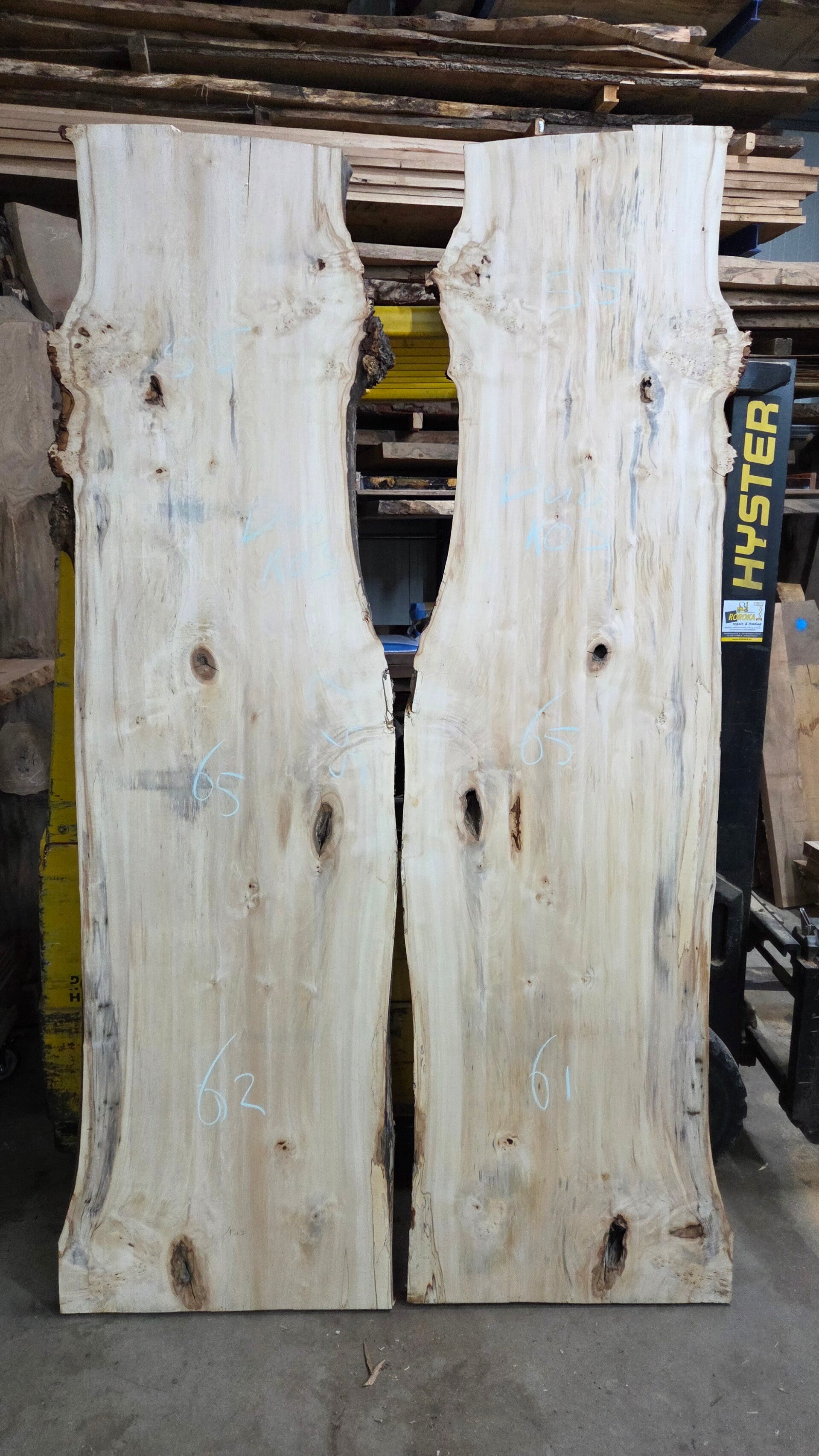 Duo kastanje schaaldelen met burl – gespiegelde set voor tafel (235 cm) K03