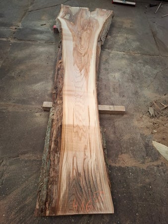 Groot massief tafelblad uit 1 stuk gestoomd ulmus hout