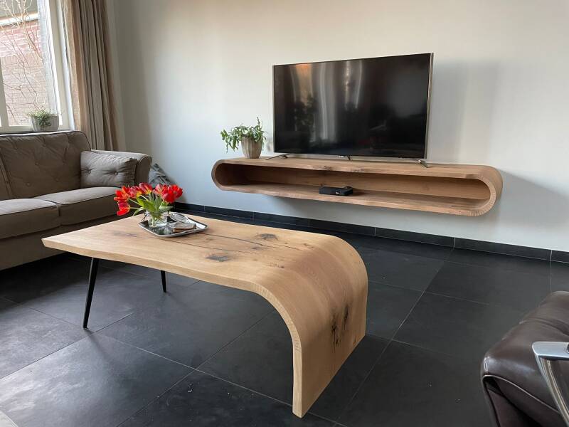 curved, salontafel; tv-meubel