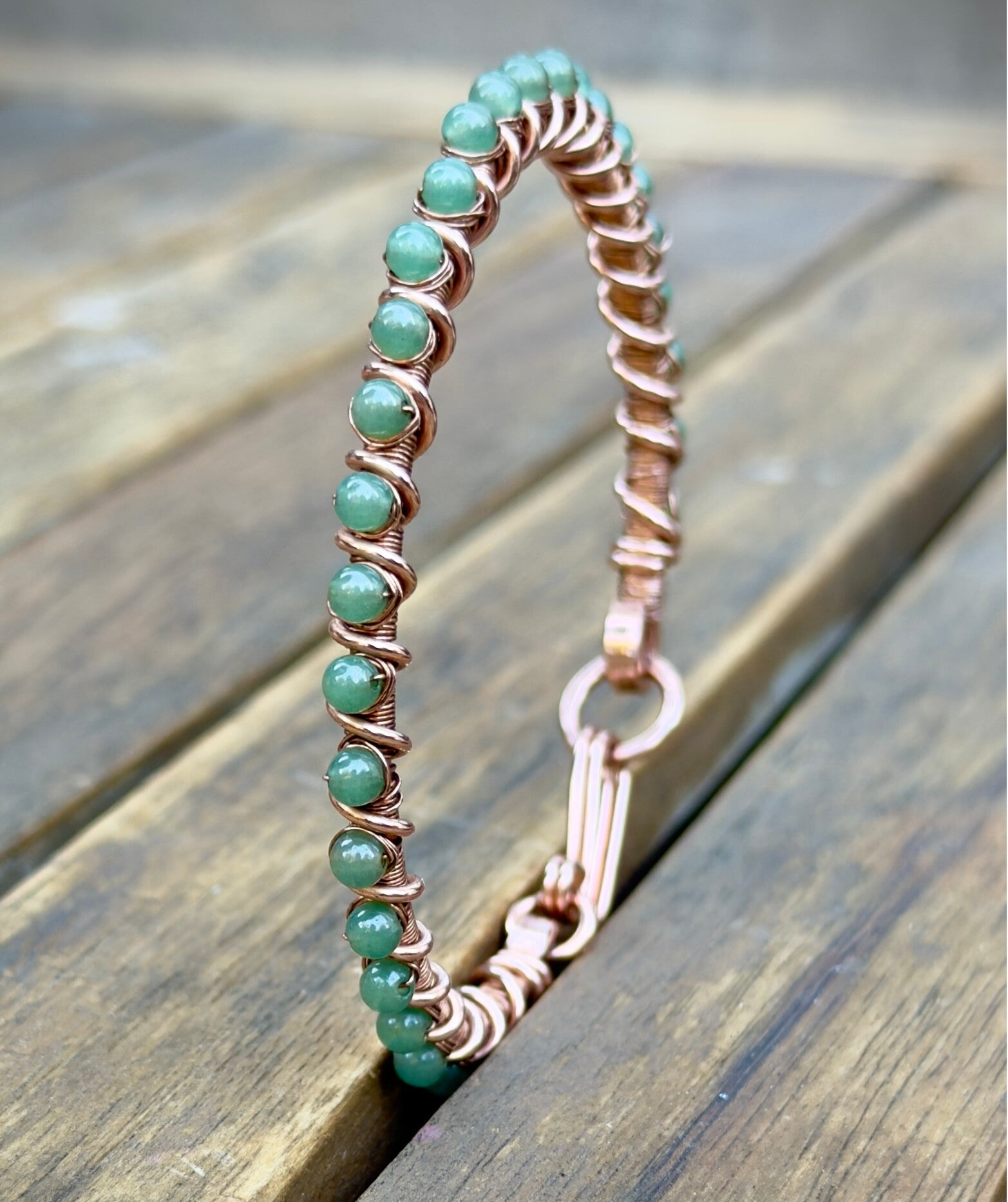 Copper Bracelet with Aventurine - Cancer (17 cm)
