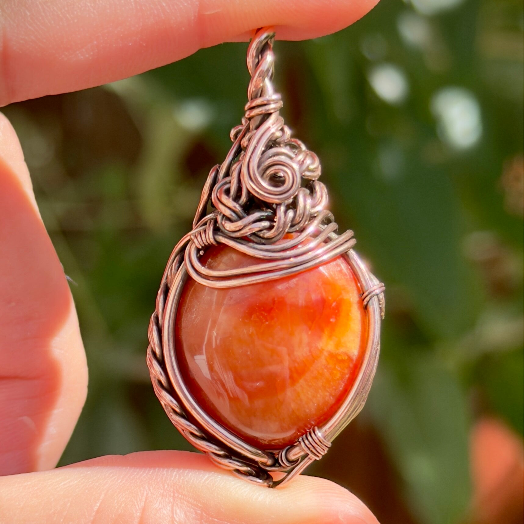Carnelian in Copper Pendant ca.3-4cm