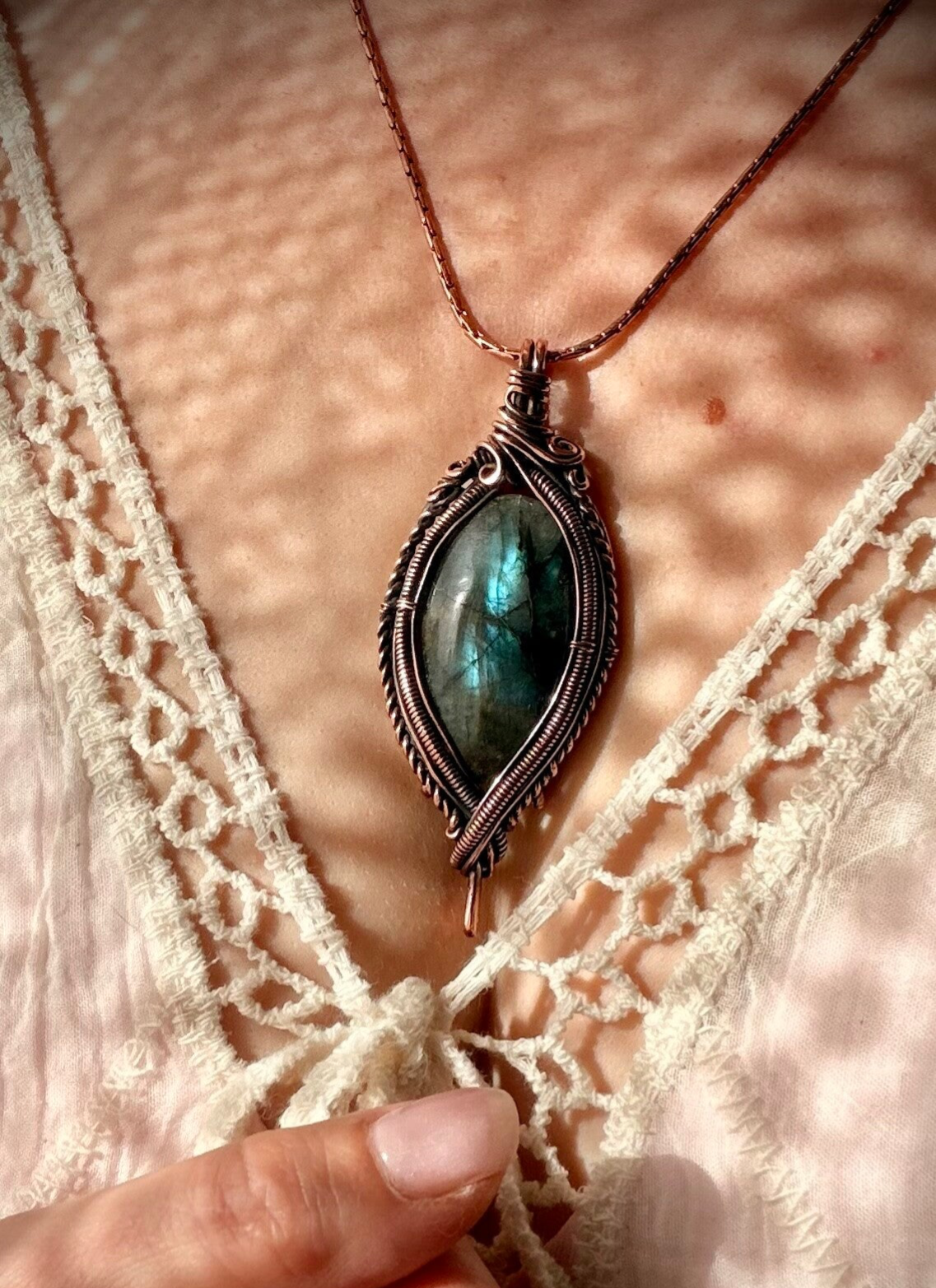 Moonlit Whisper - Labradorite & Copper Necklace