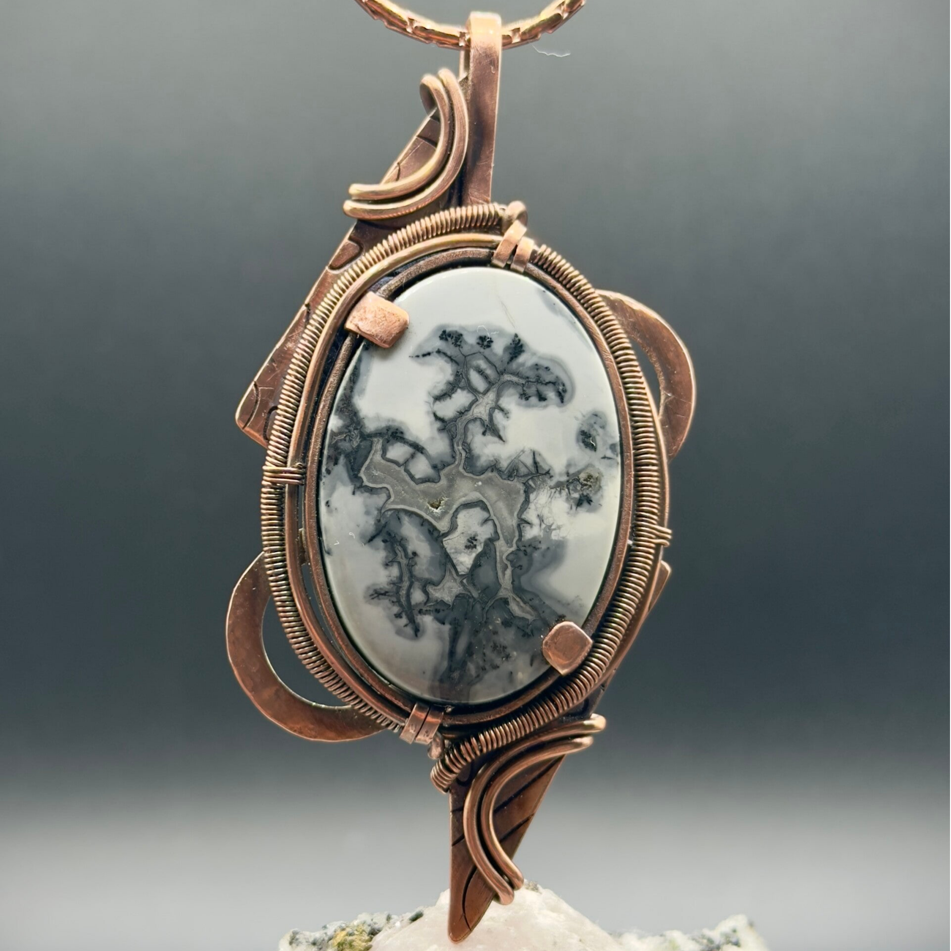 Forest Phantom - Handmade Copper Pendant with Maligano Jasper