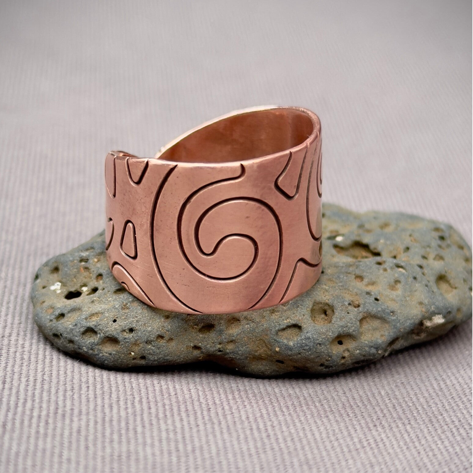 Ancient Pattern Copper Ring (size 9)