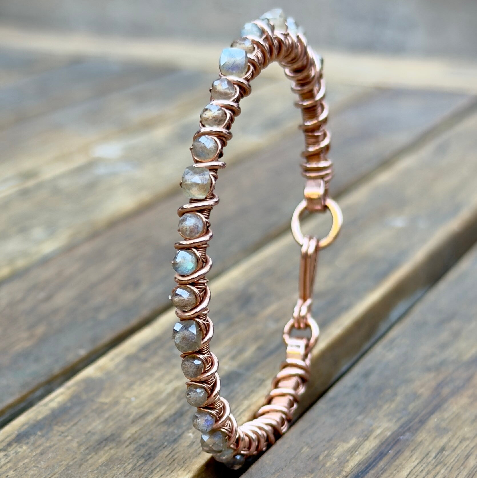 Copper Bracelet with Labradorite - Scorpio, Leo, Sagittarius (17 cm)