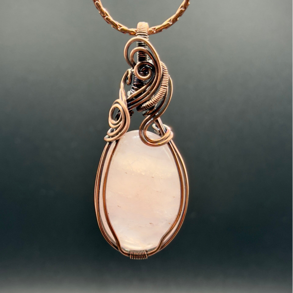 Rose Whisper - Rose Quartz & Copper Pendant