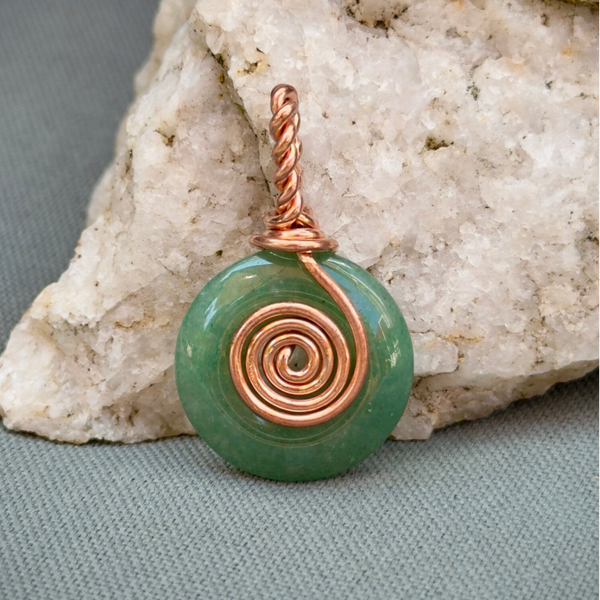 Spiral Pendant with Aventurine (Copper) ca. 2.5 cm
