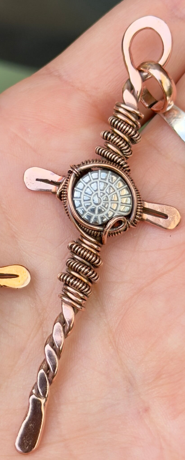 Copper cross with Hematite ca. 10 cm