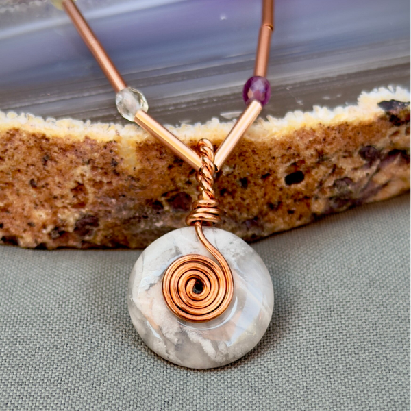 Spiral Necklace with Jasper (Copper) ca. 3 cm