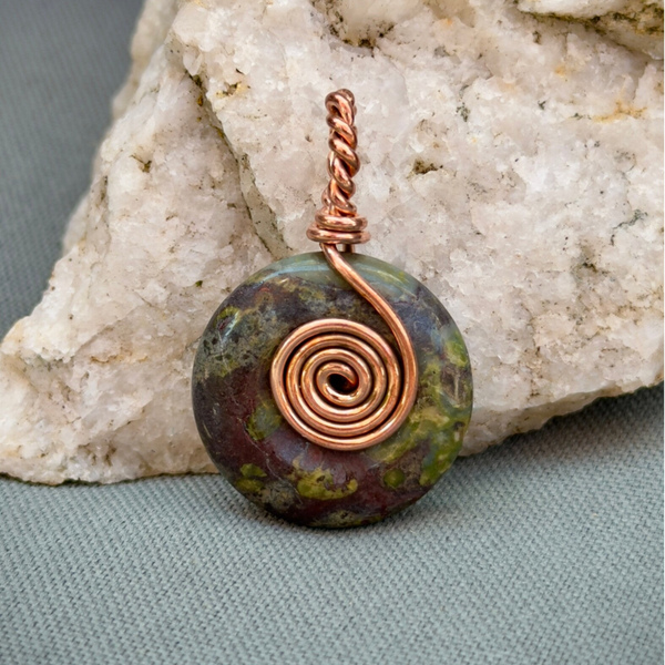 Spiral Pendant with Unakite (Copper) ca. 3 cm
