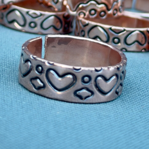 Friendship Copper Ring With Hearts size 3-9