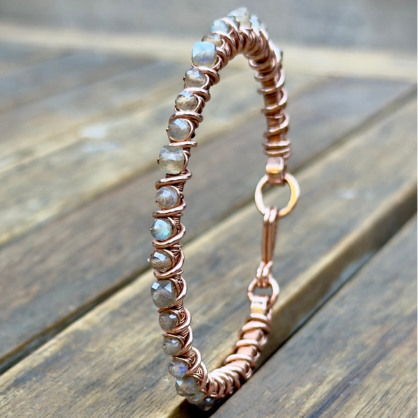 Copper Bracelet with Labradorite - Scorpio, Leo, Sagittarius (17 cm)