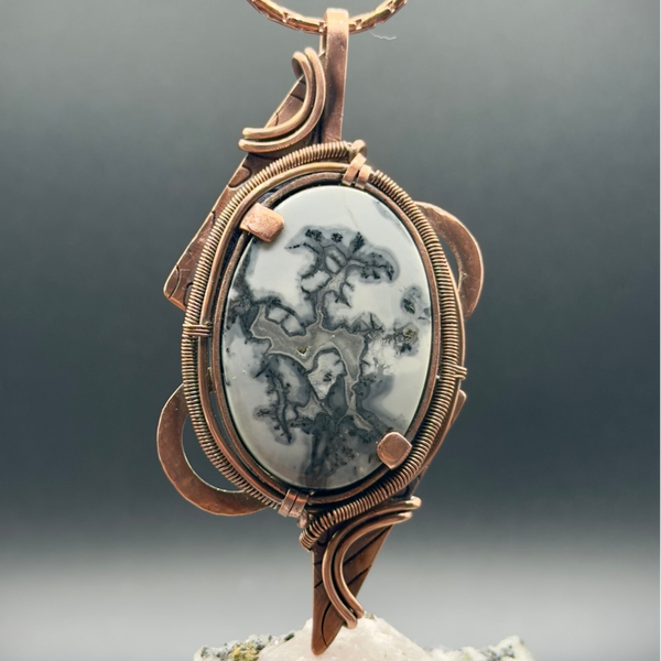 Forest Phantom - Handmade Copper Pendant with Maligano Jasper