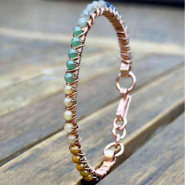 Copper Bracelet with Chakara's Natural Stones (17 cm)