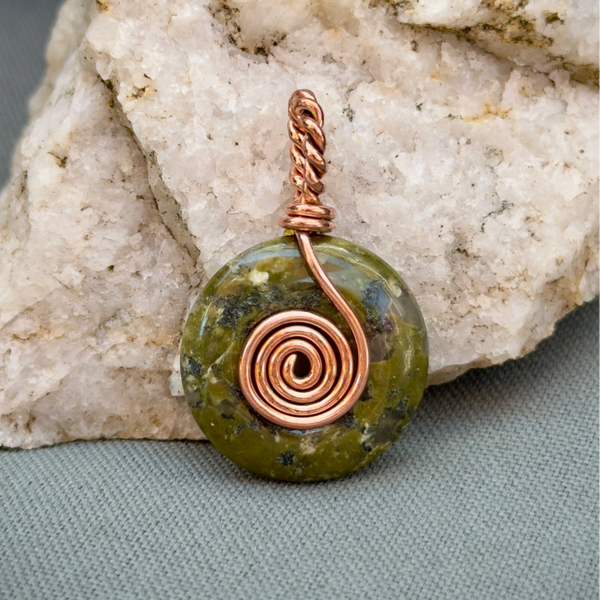 Spiral Pendant with Unakite (Copper) ca. 3 cm