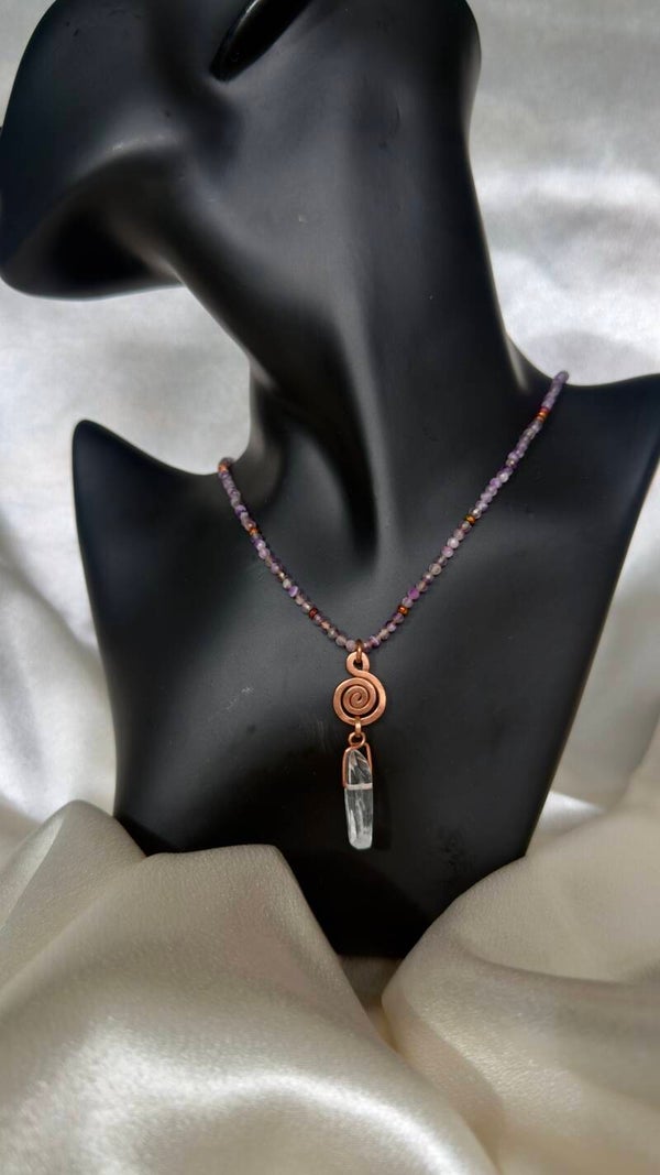 Aurora Spiral - crystal clear quartz & copper