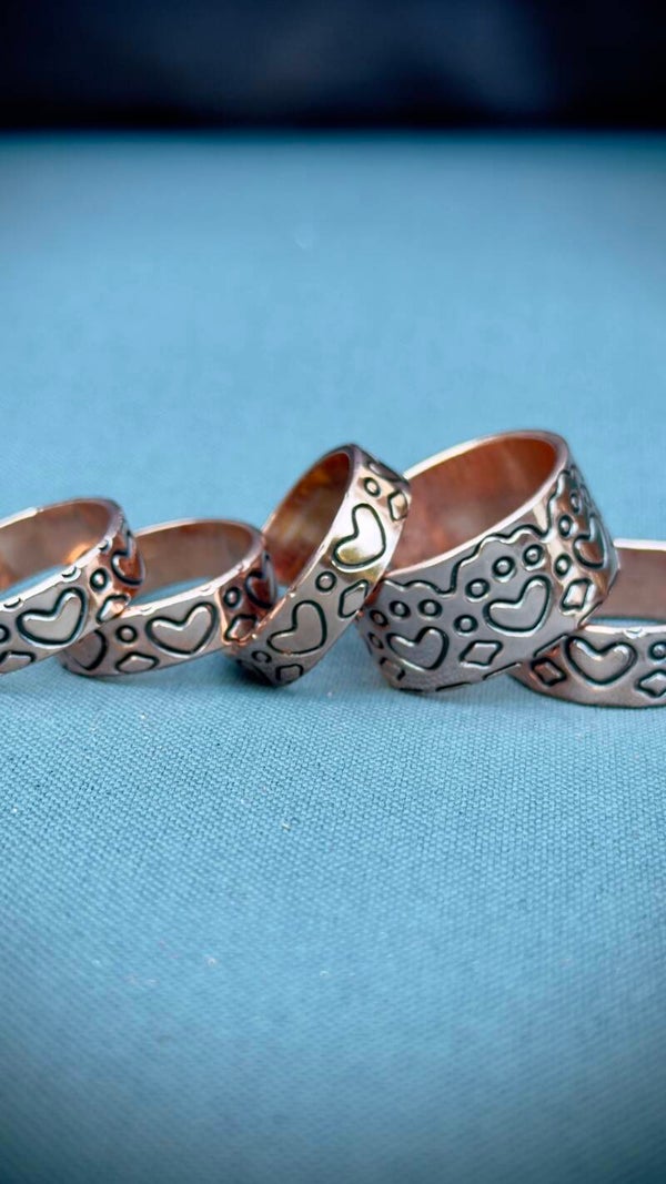 Friendship Copper Ring With Hearts size 3-9