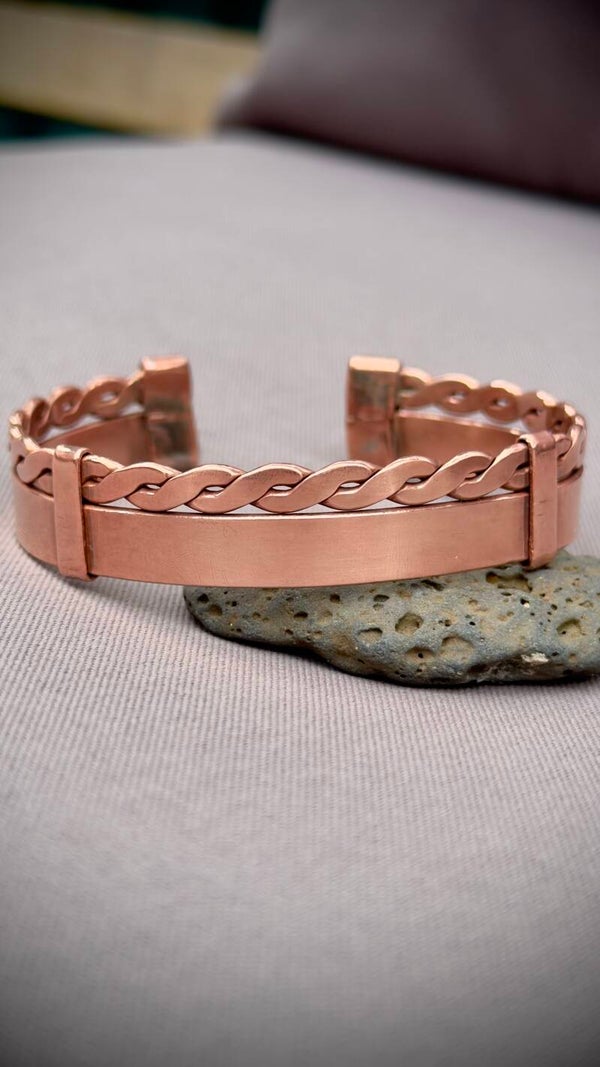 Thick Copper Bracelet Tensor Braid (19 cm)