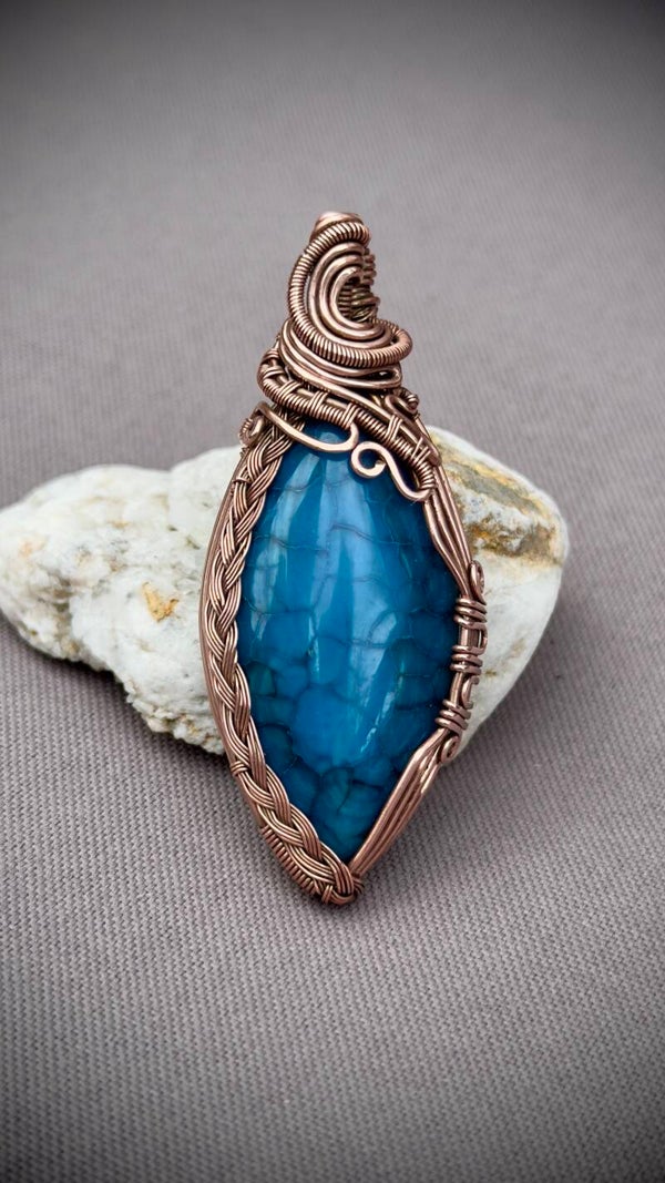 Pendant with Dragon Agate - Wire wrap ca. 5 cm
