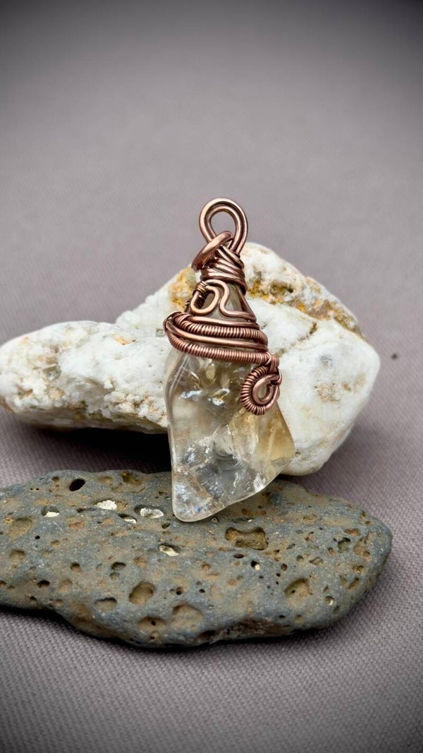 Wire Wrapped Pendant with Citrine ca.2 cm