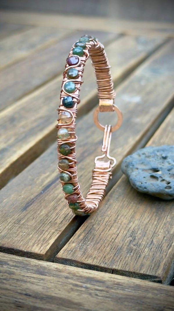 Copper Bracelet with Agate - Gemini (16 cm)