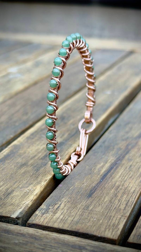 Copper Bracelet with Aventurine - Cancer (17 cm)