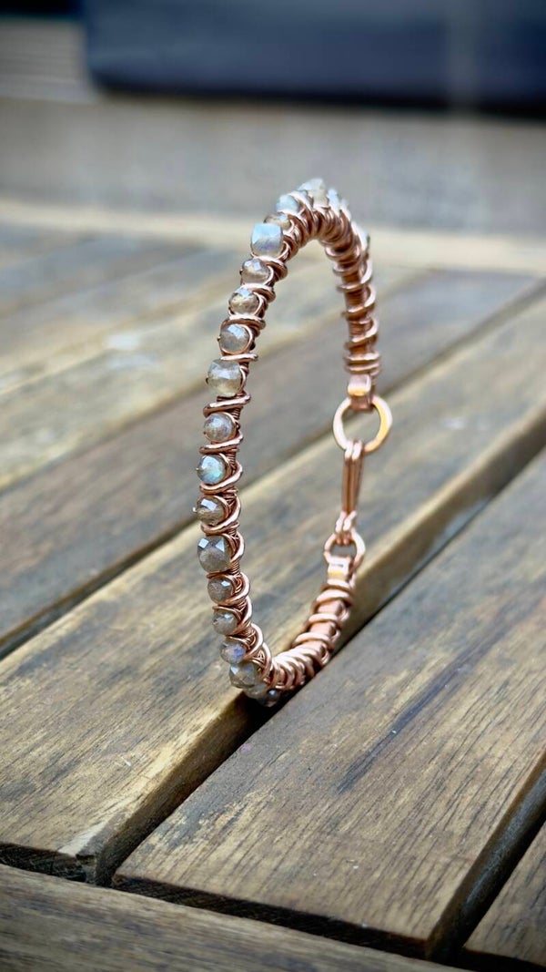Copper Bracelet with Labradorite - Scorpio, Leo, Sagittarius (17 cm)