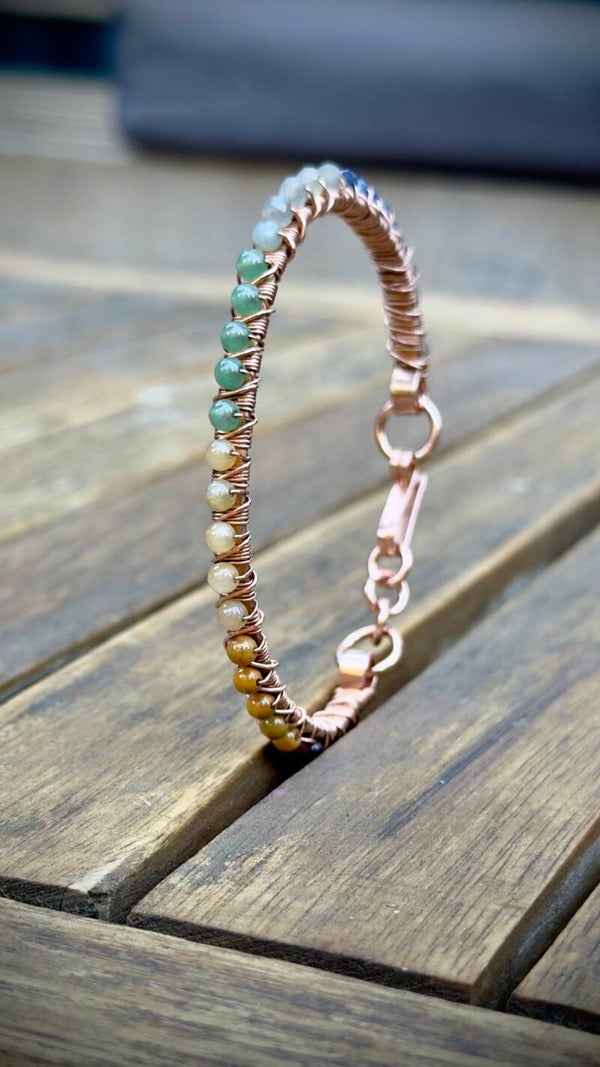 Copper Bracelet with Chakara's Natural Stones (17 cm)
