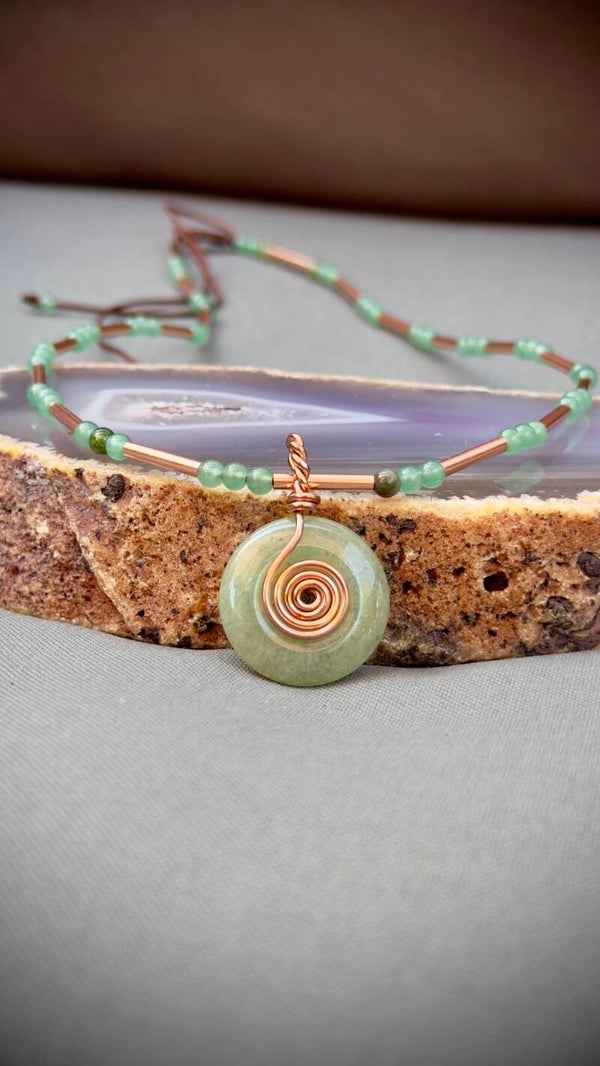 Spiral Necklace With Aventurine (Copper) ca. 3 cm