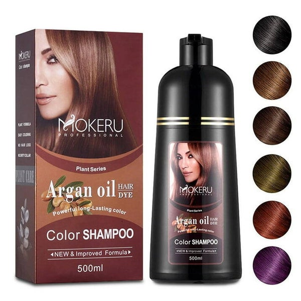 Mokeru Professional Argan Oil Hair Dye Shampoo For Men and Women All Hair Types . 500ml