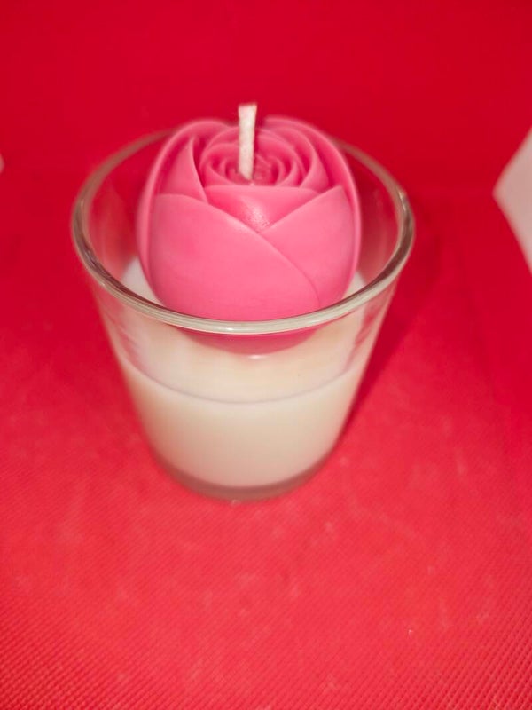 Bougie Rose en pot