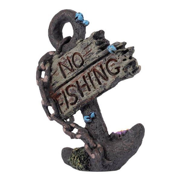 Aquarium Decoratie – Anker met “No Fishing” Bord
