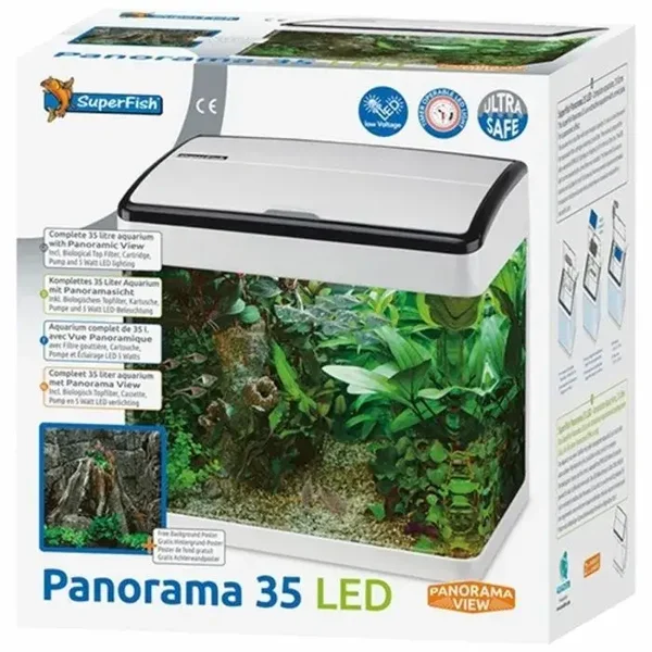 Superfish Aquarium Panorama 35 Led - Aquaria - 38x26.5x39.5 cm Wit Ca. 35 L